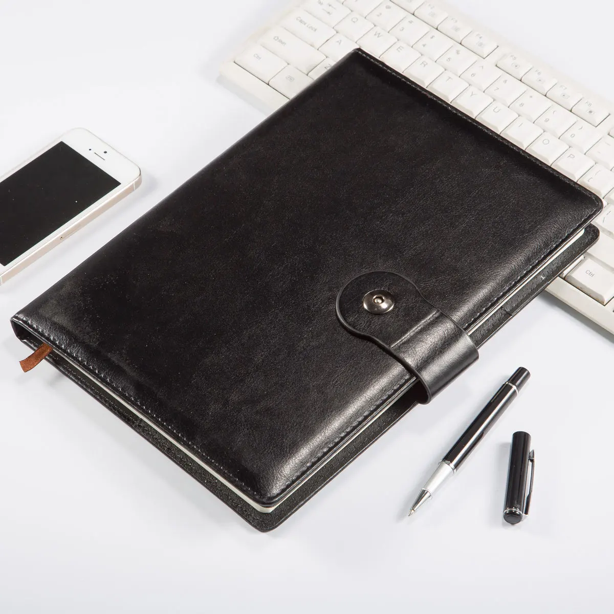 PU Leather B5 Business Notebook Journal with Magnetic Clasp, 128 Pages 80gsm Inner Paper, Hard Cover Office Diary for Meeting