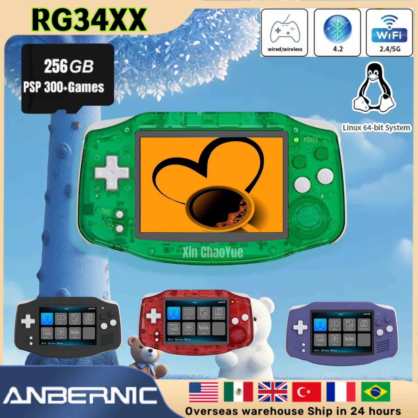 ANBERNIC RG 34XX Retro Handheld Game Console Video Gaming Players 3.4