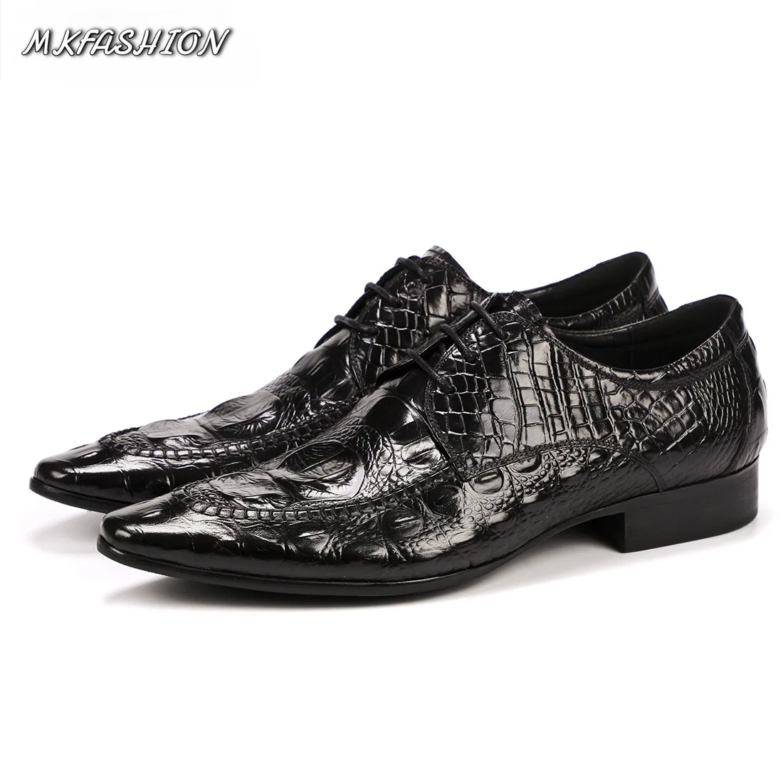 Men's British Business Formal Leather Shoes Crocodile Pattern Pointed Toe Flats Male Footwear