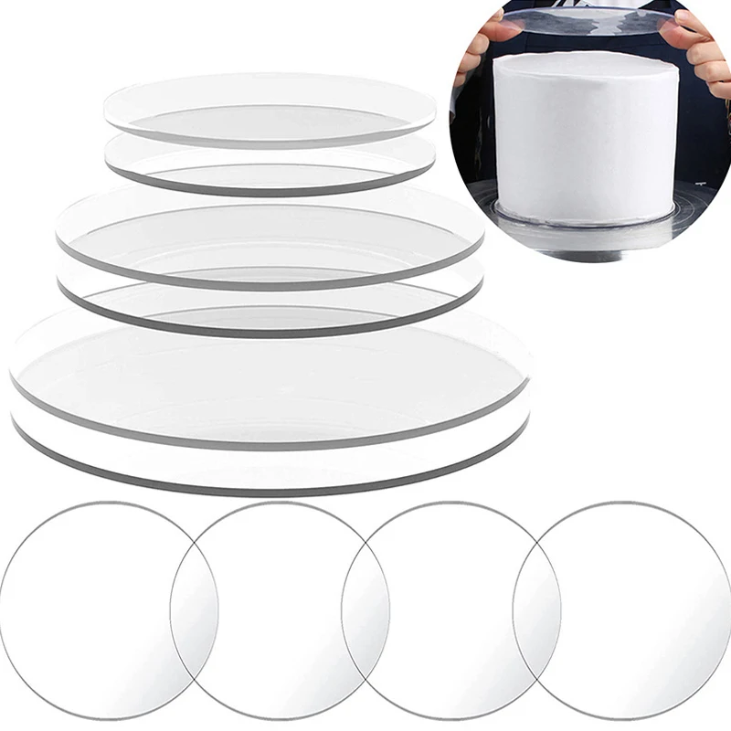 YOMDID 3PCS Round Cake Plates Acrylic Boards Multifunctional Cream Trimming Cake Decoration Discs Cake Tools Kitchen Accessories