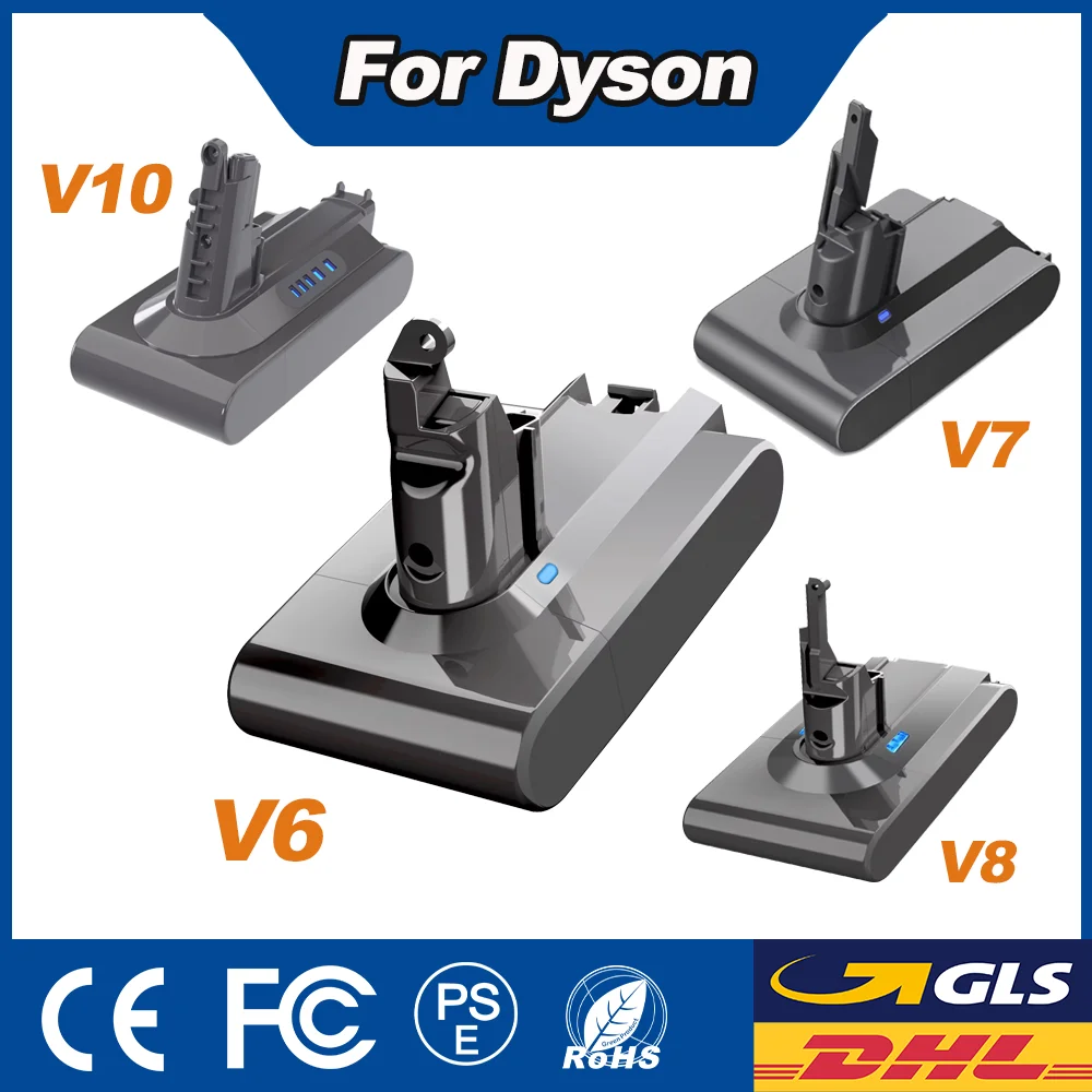 Powtree 6.0/8.0Ah batterie d'aspirateur pour Dyson V6 V7 série V8 V10 DC58 DC62 SV11 SV12 SV10 Animal moelleux absolu