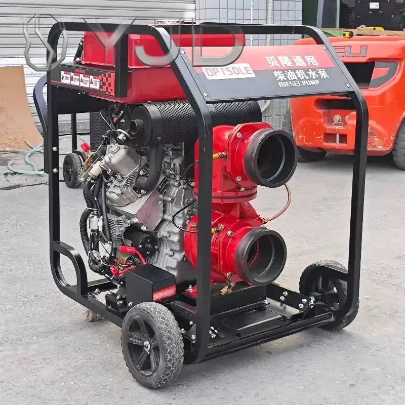 150mm 6Inch Diesel Water Pump High Pressure Cast Iron Pump for Agricultural Irrigation Emergency Backup Automatic Priming