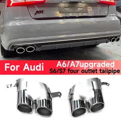 Dual Exhaust Pipes For Audi A6 A7 2016-2018 Upgrade to S6 S7 Look Stainless Steel Exhaust Muffler System