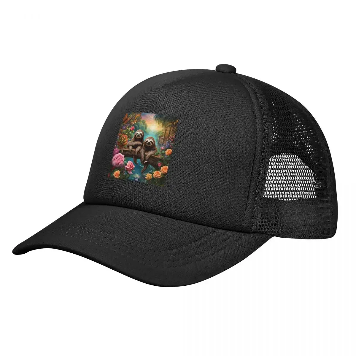 Lovely Sloth Print Mesh Baseball Caps Snapback Fashion Baseball Hats Breathable Casual Casquette Outdoor For Men's And Women's