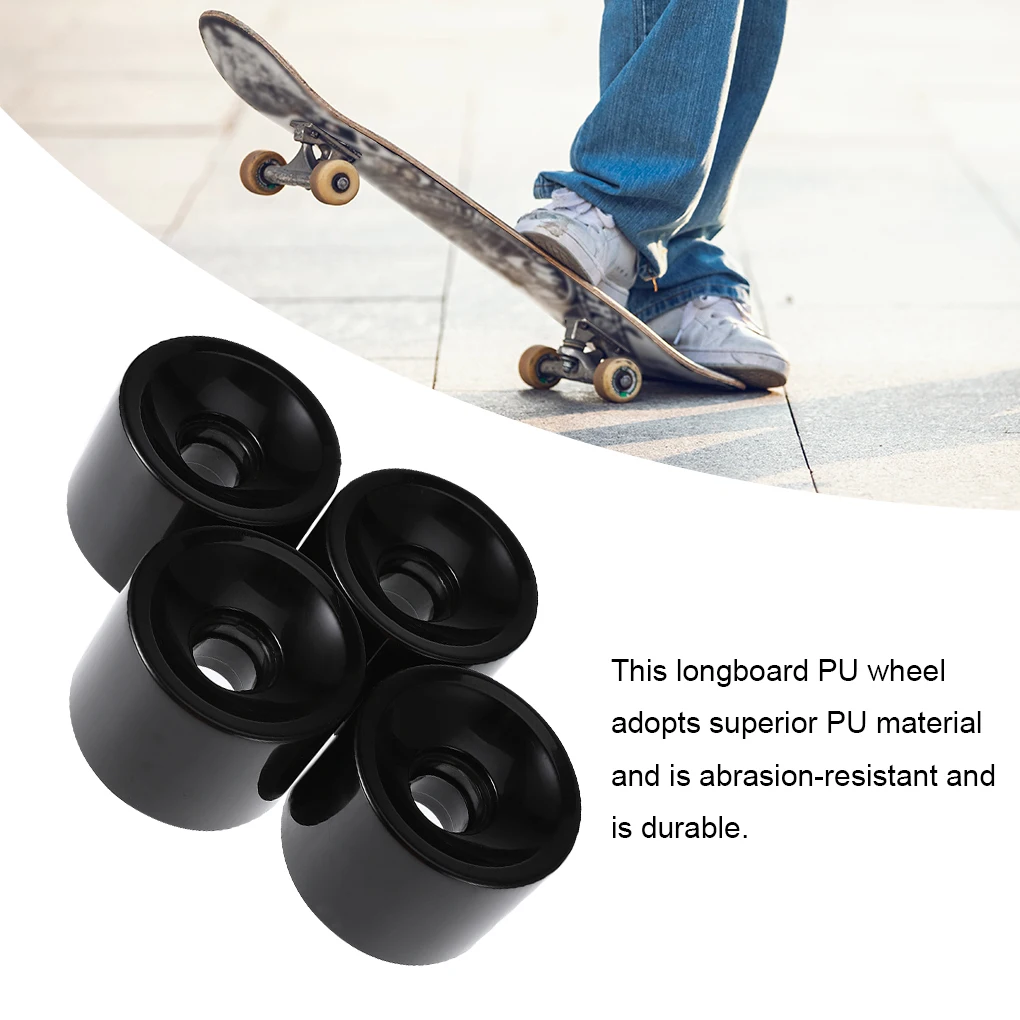4 Pcs/set Skateboard Wheels 82A PU Wheels Roller Skate Longboard Tires with Bearing, Cyan