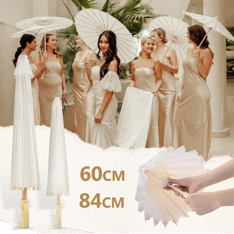 

Paper Umbrella for Wedding Chinese Oil Paper Umbrella White DIY Parasol Bridal Baby Party Photograph Prop home Decor 60/84cm