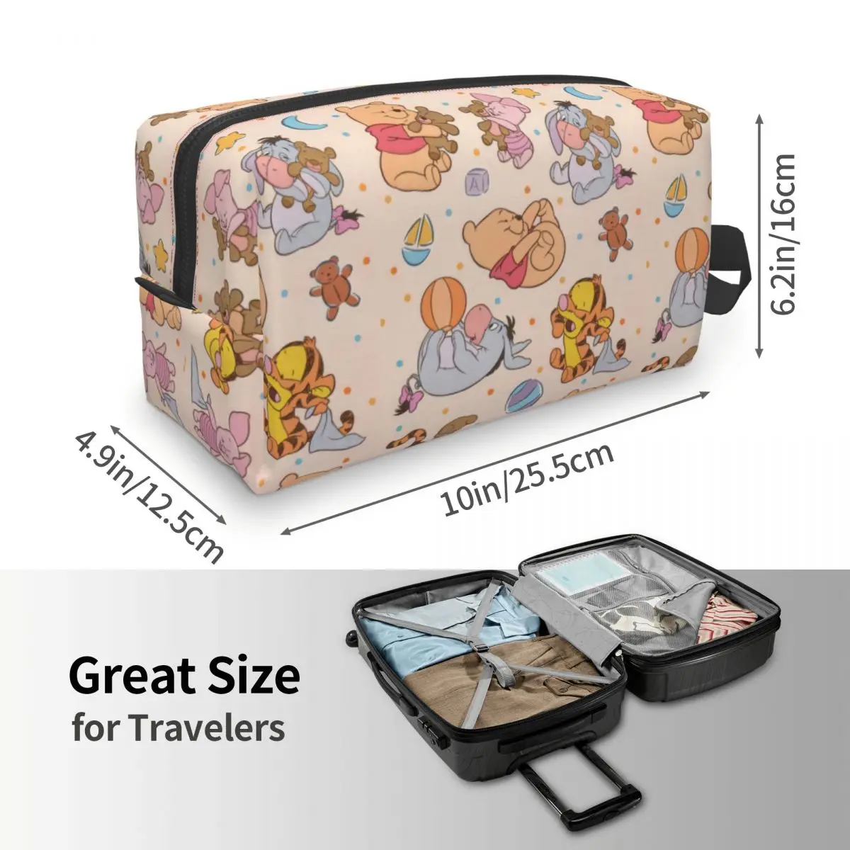 Custom Winnie Pooh Teddy Bear Toiletry Bag Women Cosmetic Makeup Organizer Ladies Beauty Storage Dopp Kit Box