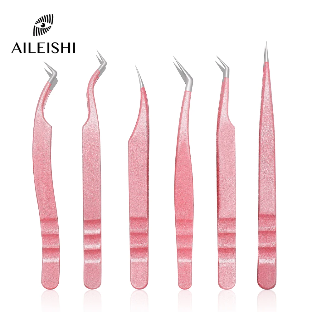 AILEISHI Roestvrij Staal Hoge Precisie Valse Wimper Pincet Rechte Gebogen Puntige Tip Pincet Lash Extension Makeup Tools