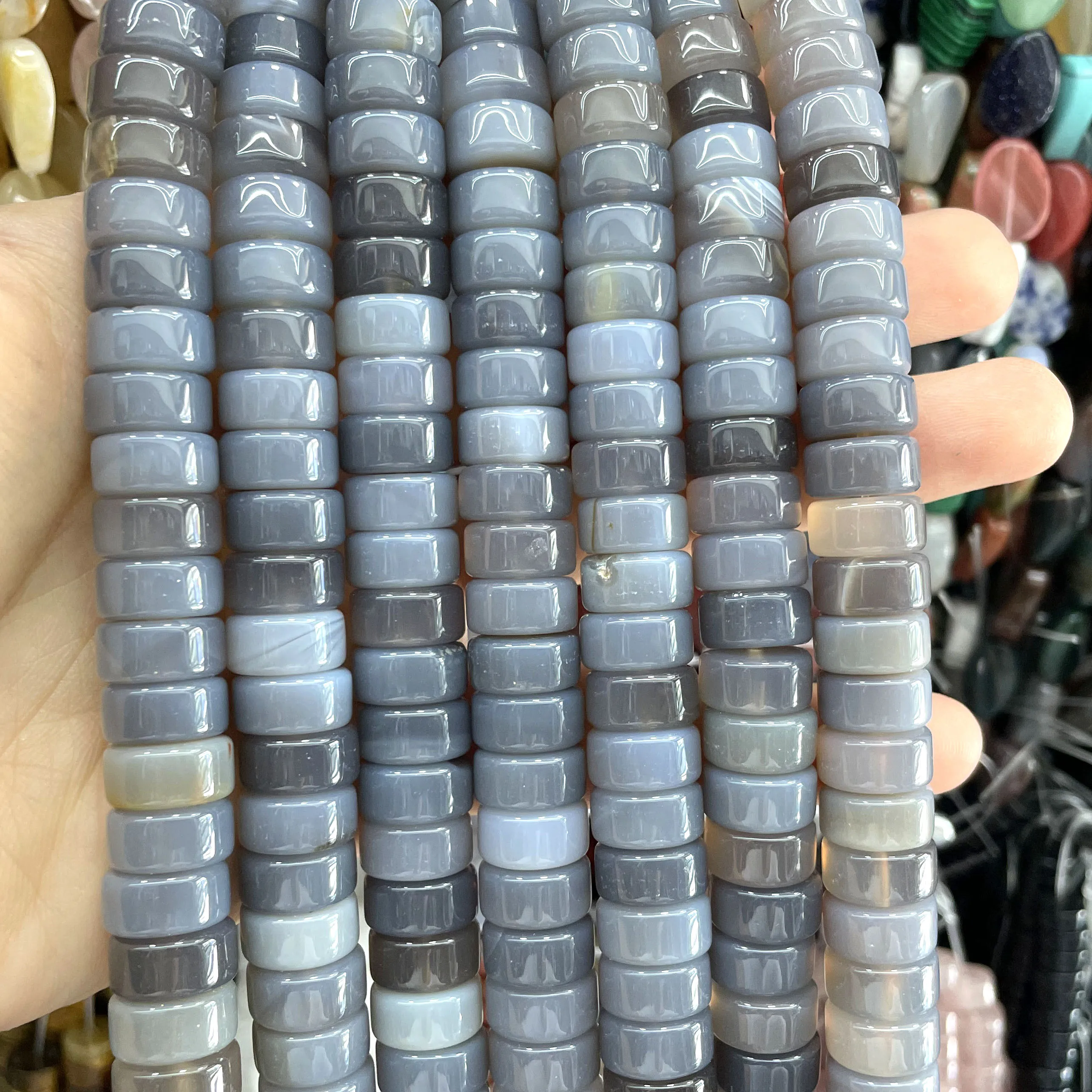 6X12MM Naturstein-Achate, Tigerauge, Quarz, Türkis, lose Spacer-Perlen für die Schmuckherstellung, DIY-Armbänder, Halsketten-Zubehör – Detail 9