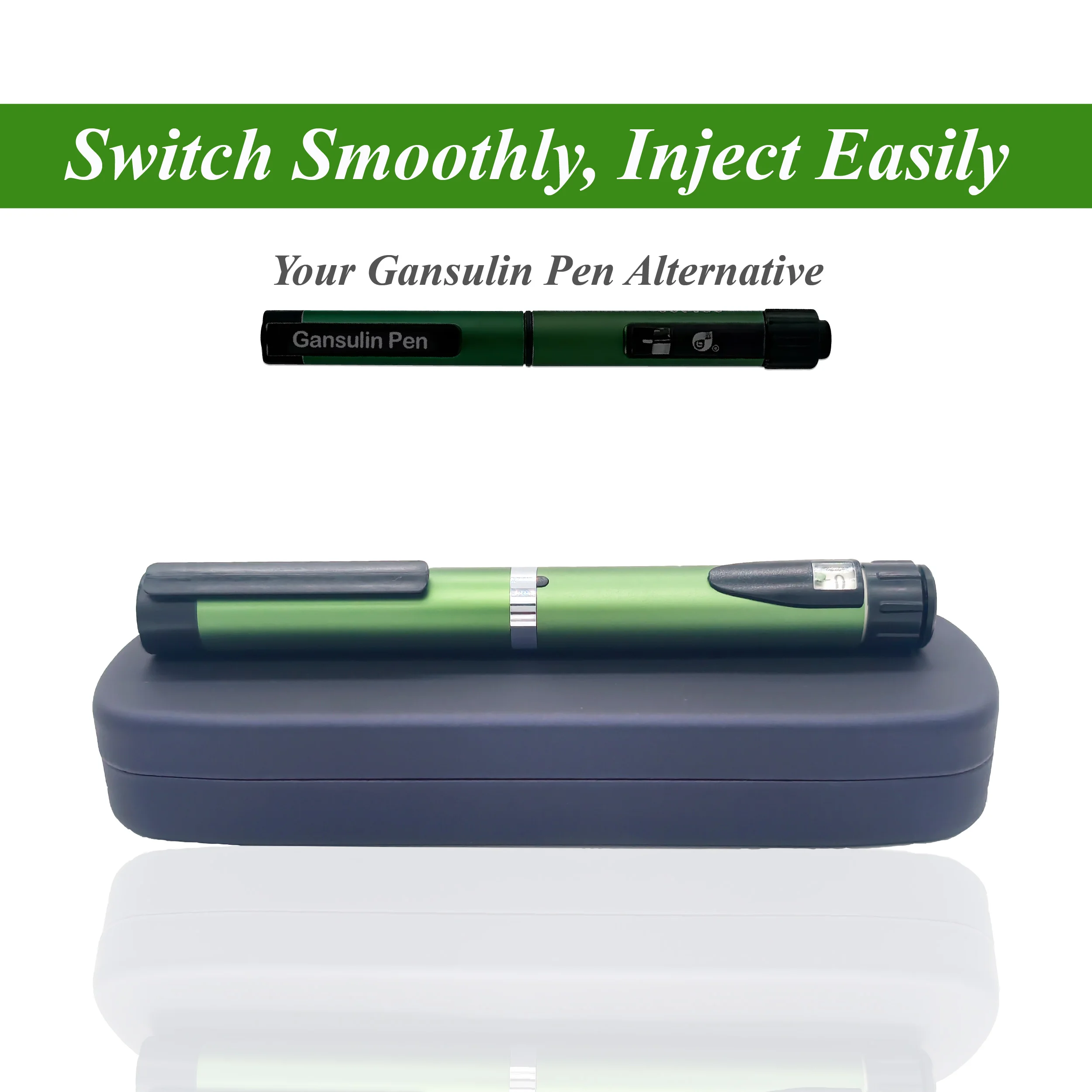 Green 60U Peptide Metal Pen Injector With Portable Case Reusable Magic Pen Gansulin Pen Alternative for Home Use Travel Outdoor