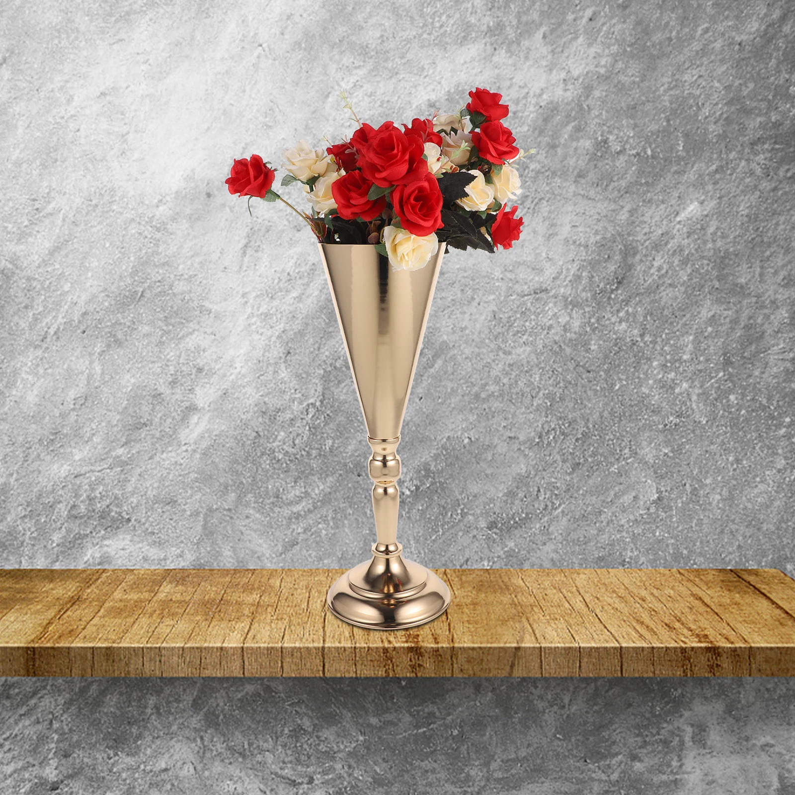 

Metal Trumpet Vase Home Decor French Medium Iron Sturdy Wedding Birthday Flower Arrangement Centerpiece Vase Plant Holder