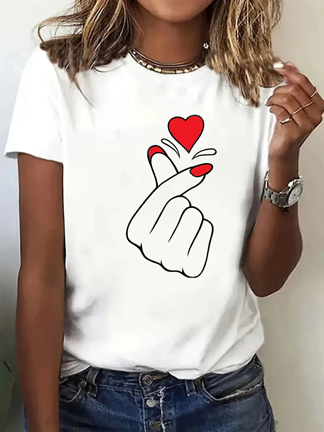 Charming Summer with A Heart Print Trendy and Breathable for The Season Comfortable and Perfect for Casual Sports for Women