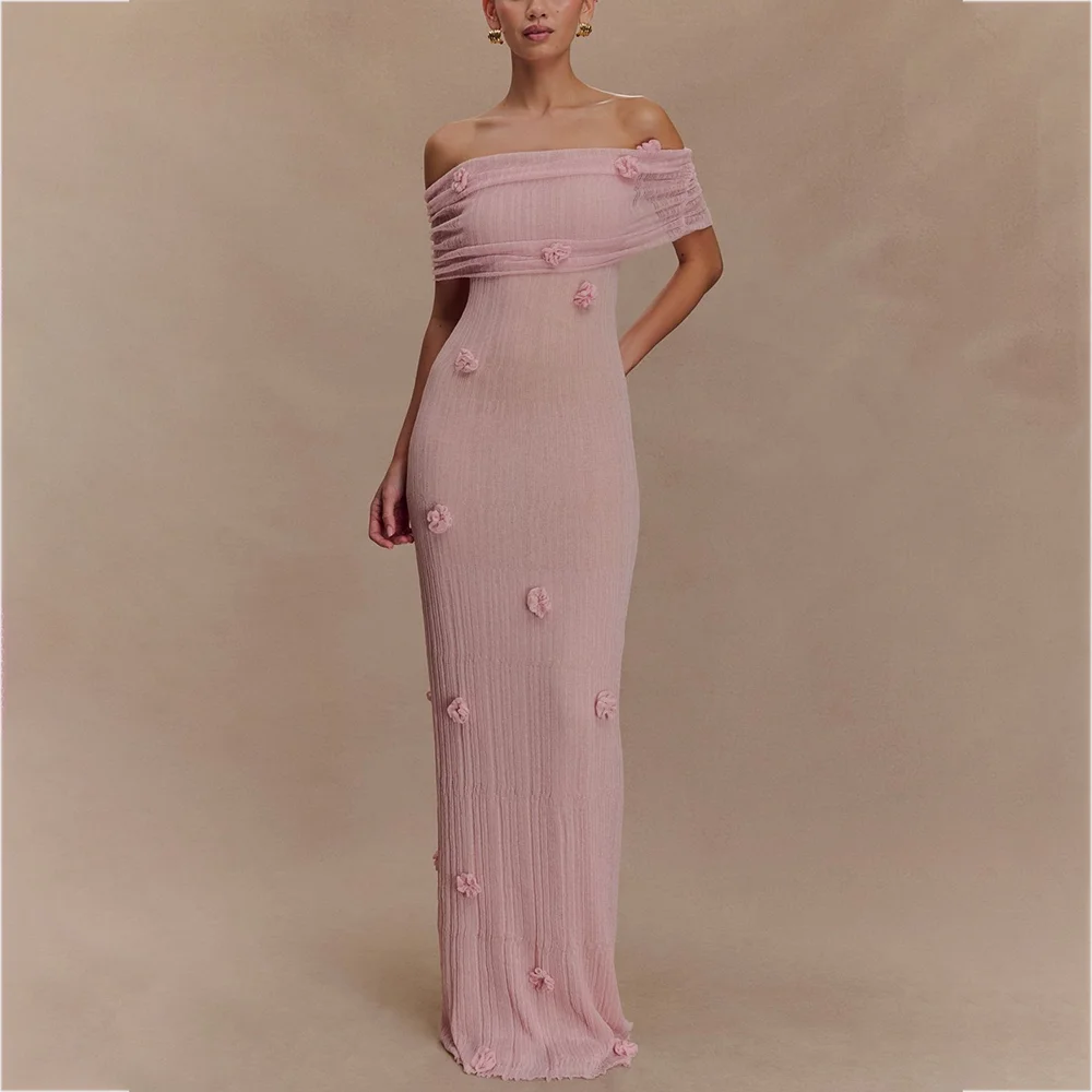 

Нежное вечернее платье с открытыми плечами и 3D цветами, изысканное шикарное вечернее платье русалки для женщин, платья для выпускного вечера для гала-ужина