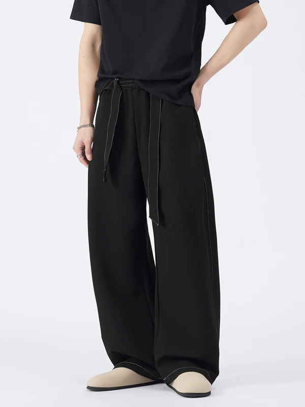 

American Sle Men's Straight Leg Pants Draped Loose Wide Leg Long Trousers High Street Vibe Floor-Length Casual Pants