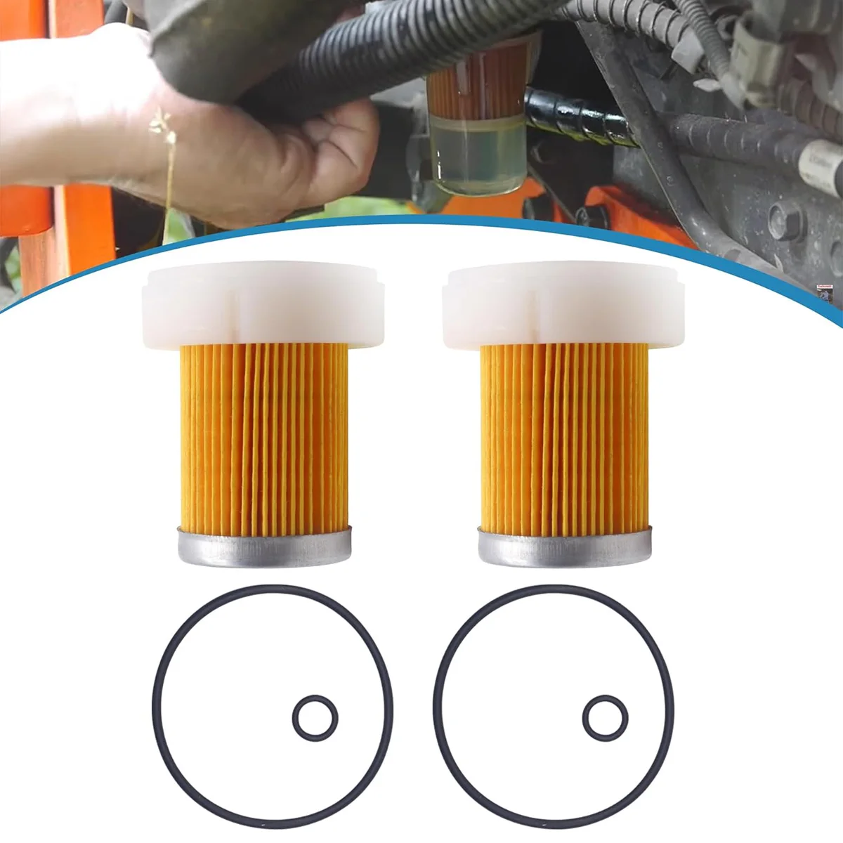 2 Pcs Replacement 6A320-59930 Fuel Filter with O ring for Kubota B3030 B7400 L3800DT L3800F RTVX1120DW RTVX1140R