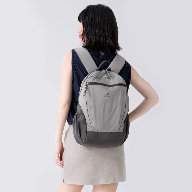 Fouvor Men Women Large Capacity Color Block Lightweight Backpack Outdoor Travel Hiking High College Student School Bag 3068-09