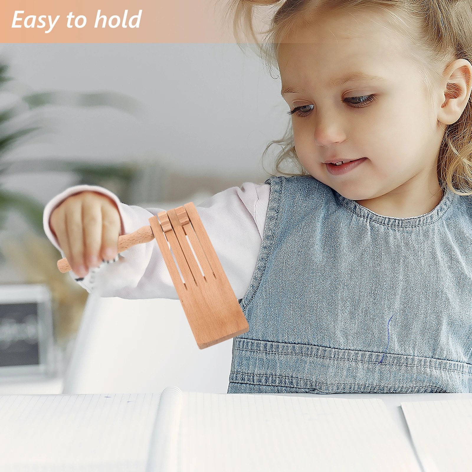 

Double Row Wooden Spinning Rattle Mexican Matraca Noise Maker for Children's Music Development Hand Eye Coordination Educational