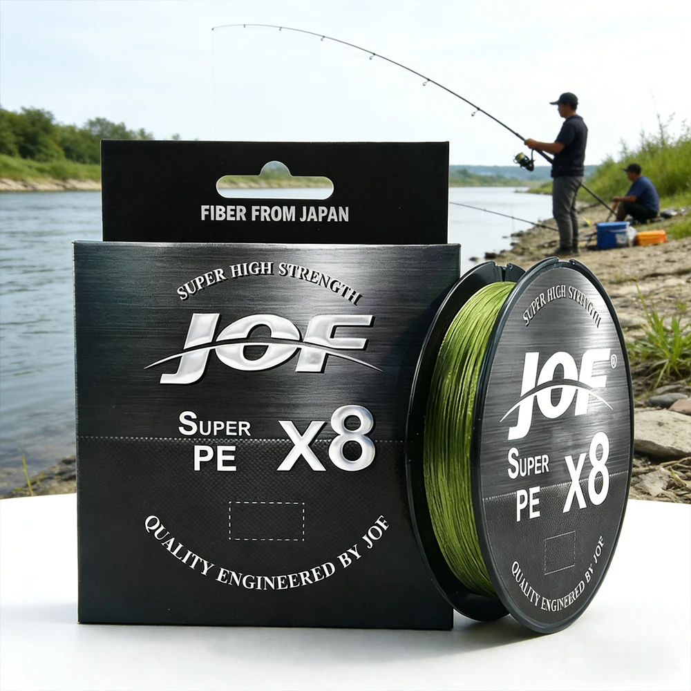 JOF 8-strängige geflochtene PE-Angelschnur, 12LB-100LB, verbesserte, hochabriebfeste, stark zugfeste Schnur für Salzwasser und Süßwasser