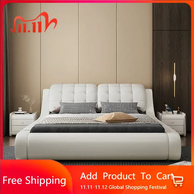 

Princess Nordic Master Double Bed Modern Whitr King Size Double Frame Bed Aesthetic Sleeping Creative Beliche Lounge Furniture