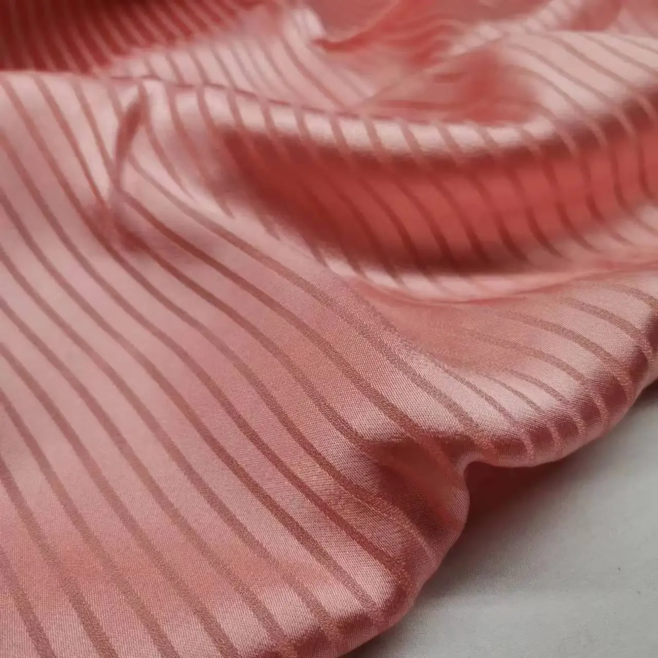 Stripe Jacquard Satin Imitation Silk Cation Qualified Glossy Fabric