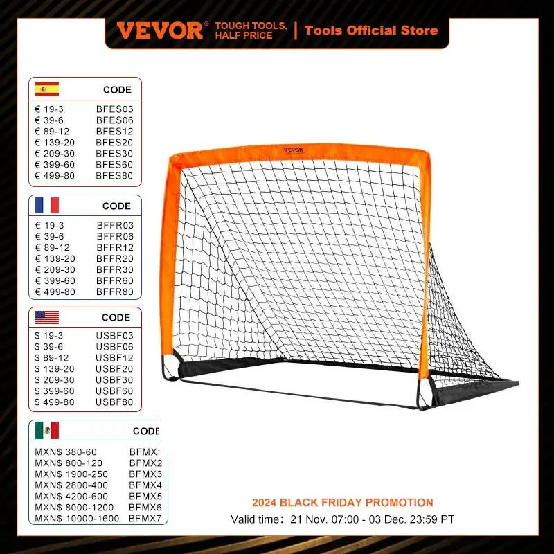 VEVOR Portable Soccer Goal Kids Backyard Soccer Net Foldable Pop Up Practice Mini Indoor Outdoor Soccer Goals With Carry Bag