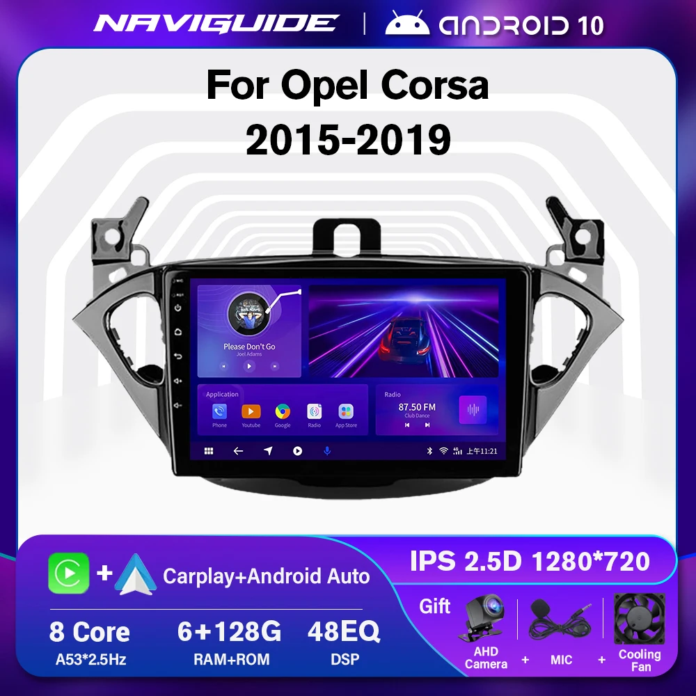 

NAVIGUIDE P1 Android 10 For Opel Corsa 2015-2019 For Opel Adam 2013-2016 Car GPS Multimedia Player DSP Headunit Carplay 1280*720