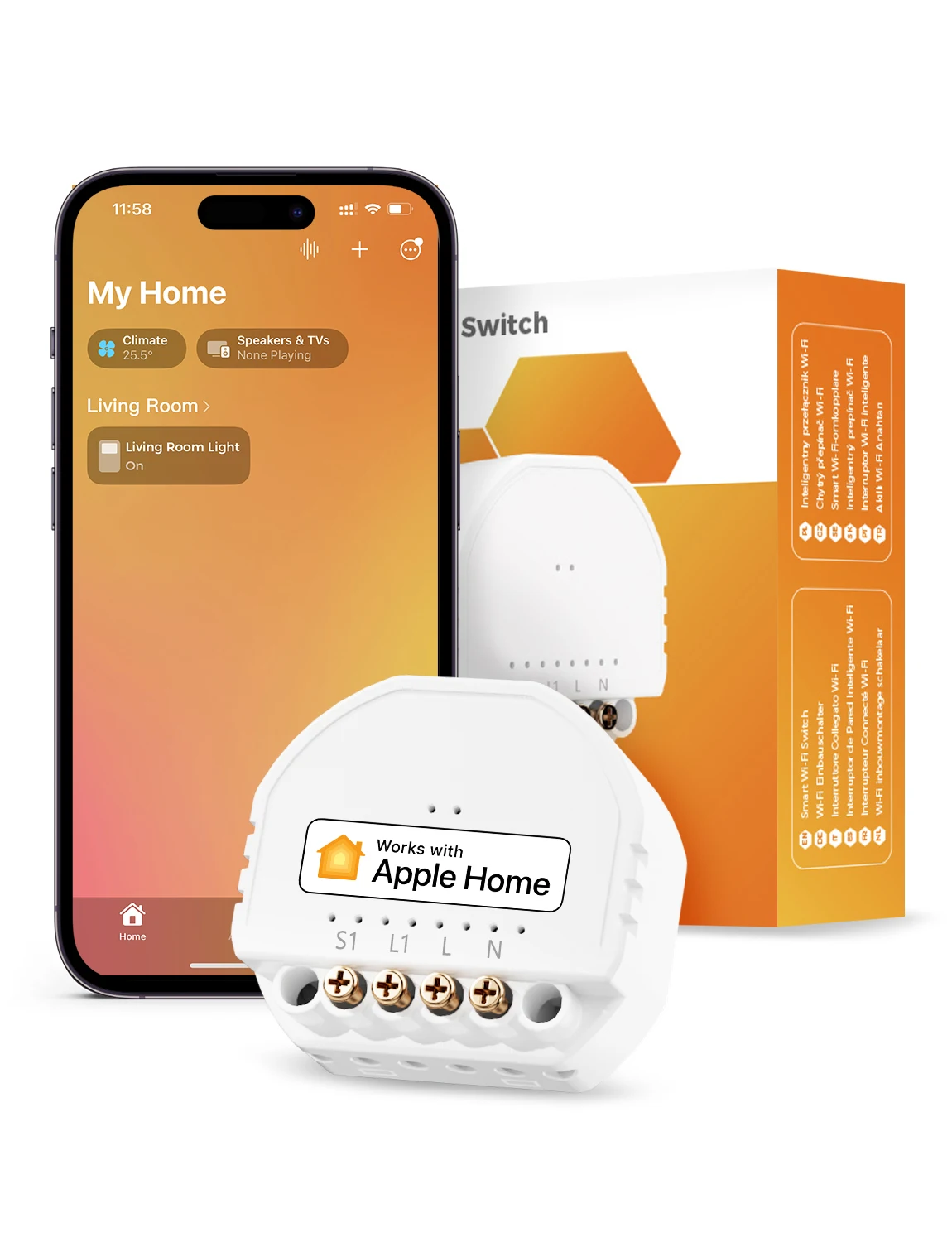 

Meross Homekit Smart DIY Light Switch Module WiFi In-Wall Switches Wireless 1Gang 1Way Switch For Alexa Google Home SmartThings