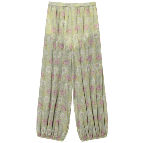 Imagen 2 del producto HXAO Pantalones de mujer con estampado pantalones holgados verano 2025 pantalones de pierna ancha con farol de cintura alta pantalones florales de gran tamaño pantalones tipo túnica de talla grande