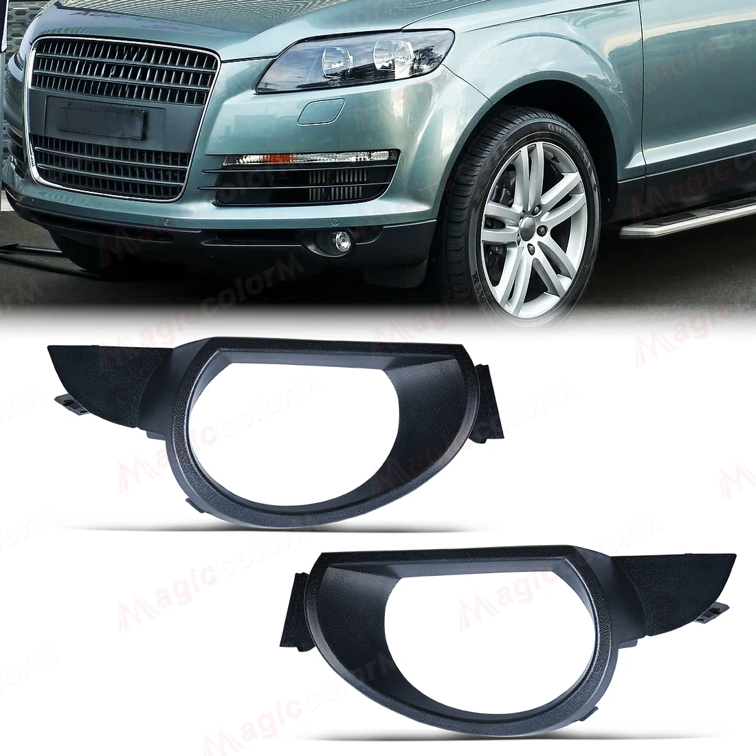 

Accessories Car Front Bumper Grill For Audi Q7 Pre-Facelift 2007 2008 2009 Fog Light Grille Fog Lamp Cover Black Frame 4L0807489