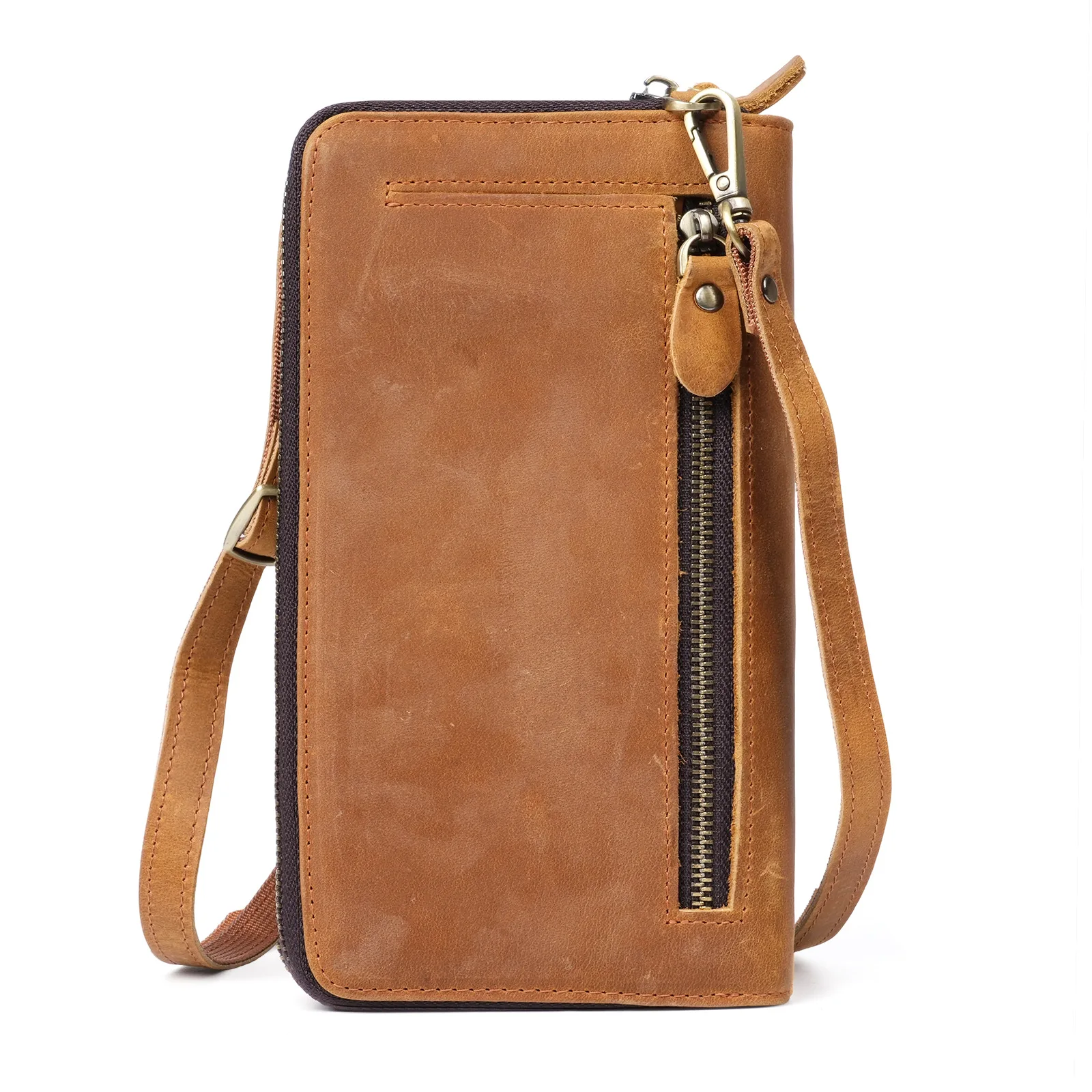 Men Women's Universal Genuine Retro Cowhide Crossbody Bag Crossbody Bag Shoulder Strap Simple Compact Mobile Phone Bag Outdoor
