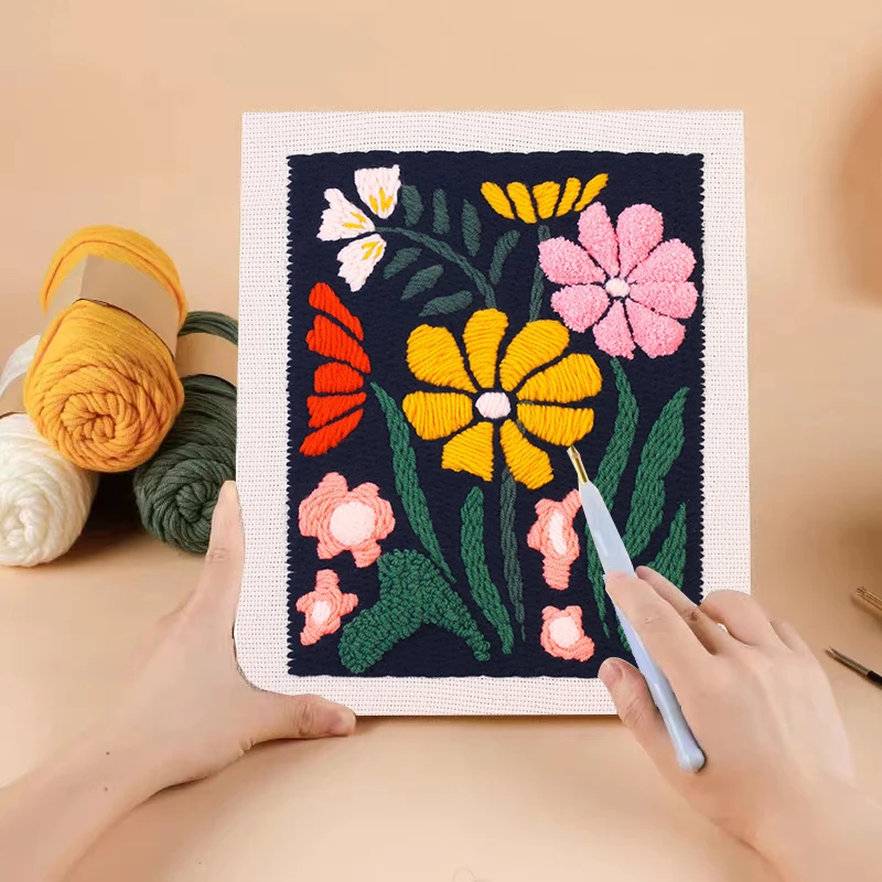 

Новый набор игл для цветочной вышивки с пряжей с цветочным узором для отдыха DIY Ремесло Настенная живопись Декор Набор для вышивки крестом