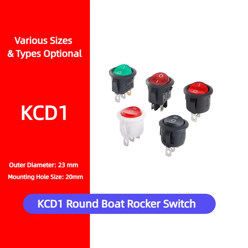 KCD1 Boat Rocker Switch 2/3/4 Pin 2/3 Pos 10A Silver Contact Mount Hole 20mm Heavy-Duty Car Marine RV Appliance