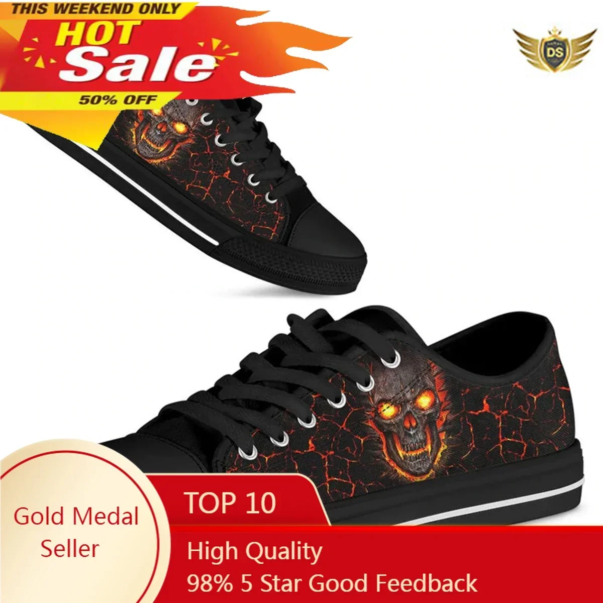 Black Skull Art Women Casual Sneakers Shoes Summer Dames Schoenen Black Sneakers Women Zapatos Planos