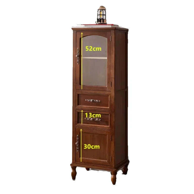 

American solid wood dining side cabinet, living room wine cabinet, multi-layer retro small apartment storage cabinet, simple nar