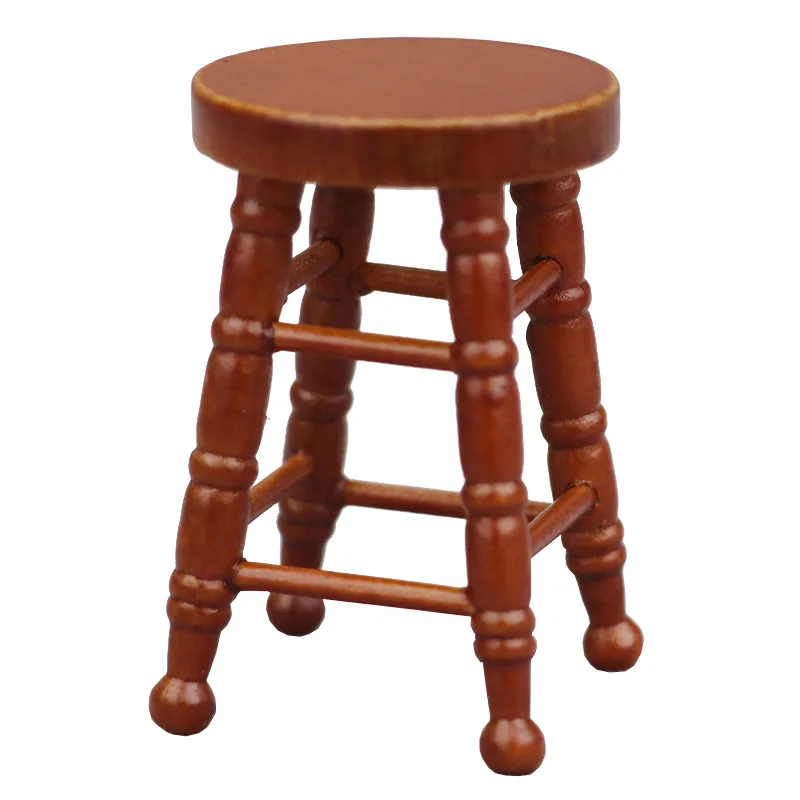 Sac aveugle de meubles miniatures pour maison de poupée 1:12, petit tabouret rond, tabouret haut et tabouret de Bar pour jeu de nourriture Miniature