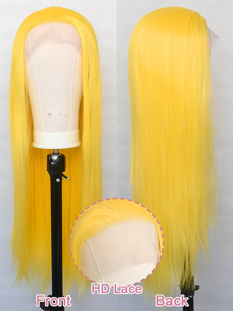 220 Dichte hellgelb gerade 13x6 HD Lace Frontal Perücken 100 % Echthaar brasilianische 613 goldfarbene Remy Perücke vorgezupft 40
