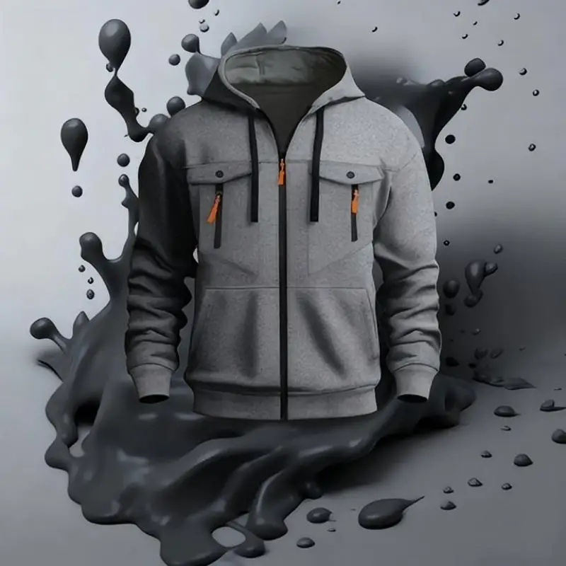 طقم سويت شيرت وسروال كاجوال مكون من قطعتين بنمط الخريف والشتاء للرجال مع جيوب بدلة رياضية خارجية بقصة عادية #4