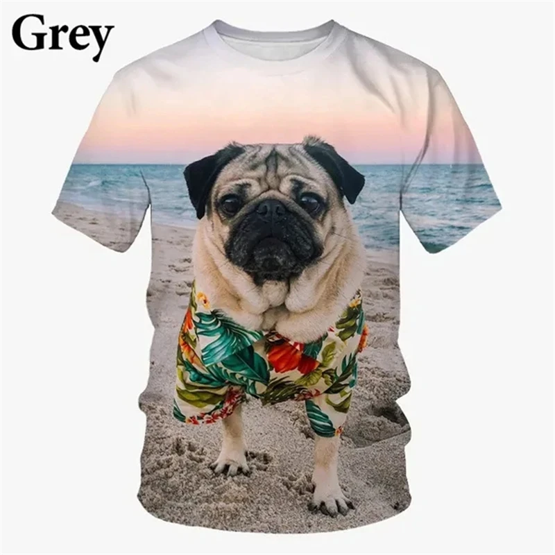 Summer Cute Funny Pug Dog Animal 3D Print T-shirts Men /Women Fashion Casual Short Sleeve Harajuku Style Shirt Tops Streetwear