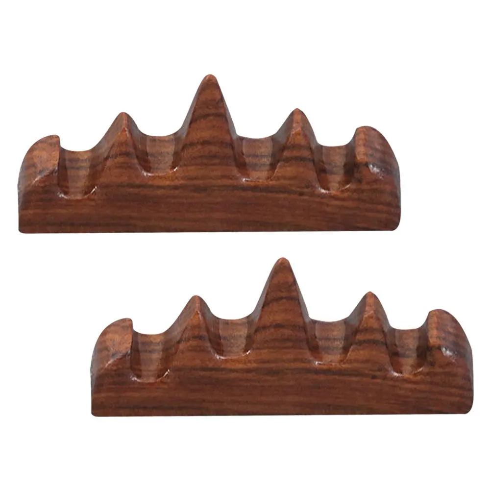 

2Pcs Chinese Calligraphy Brush Holder Natural Wood Mountain Design Brush Stand for Workspace Organization Painting Supplies