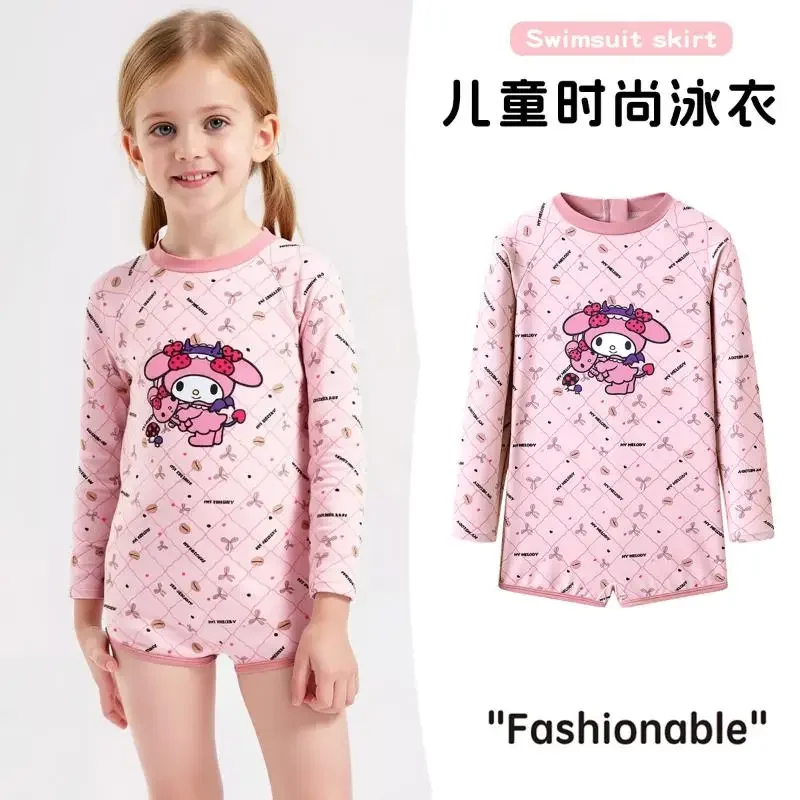 

Sanrio Cartoon Kawaii Girls Long-Sleeved Swimsuit New Fashion Anime Beach My Melody Quick Drying Comfort Breathable Swimwear