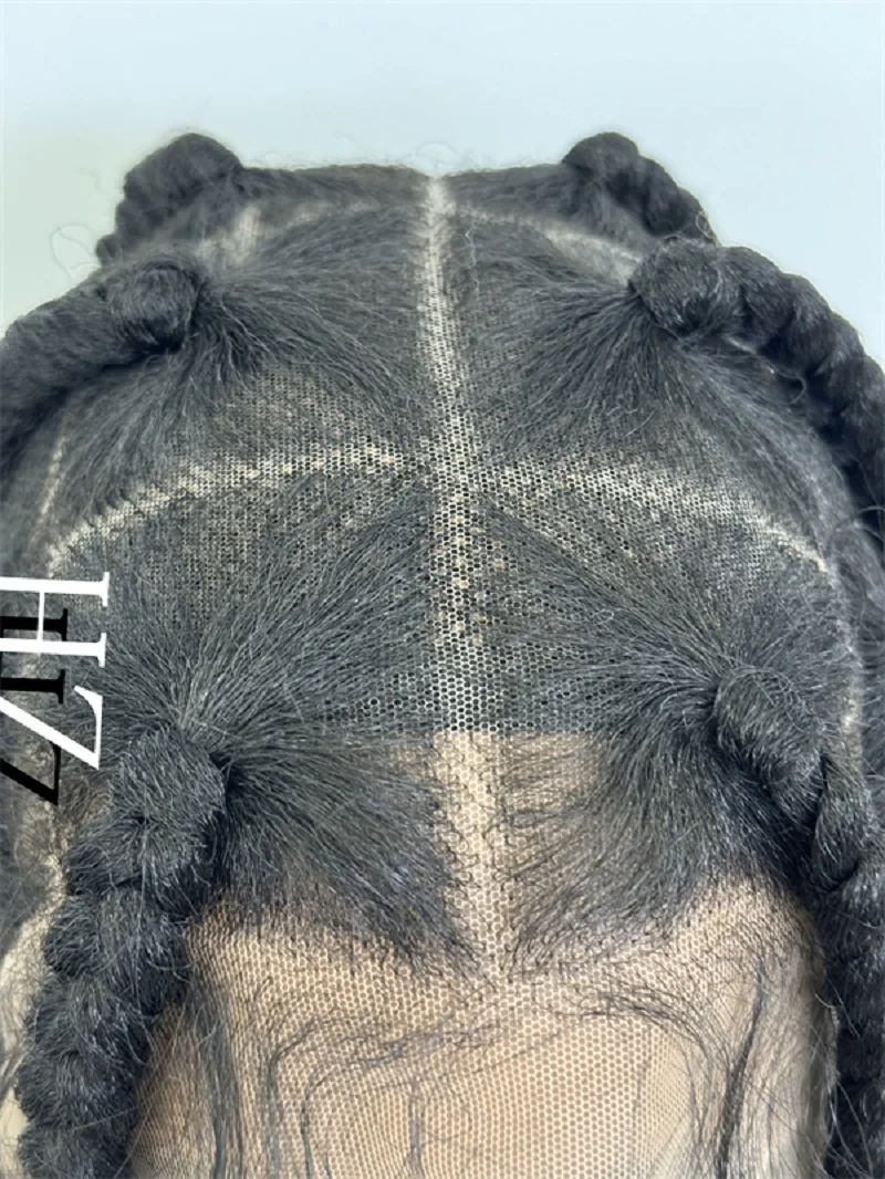 1B الاصطناعية شعر مستعار مضفر HD كامل الدانتيل الباروكة Knotless صندوق الضفائر الباروكات للنساء السود اليدوية الأفريان تجديل خصلات الشعر المستعار #5