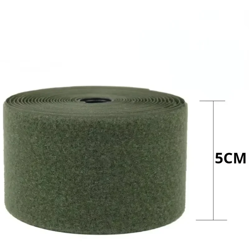 1m Length 5cm Width Army Green Brown Gray Black Adhesive Hook Loop Sticker Tape Sewing Webbing Accessory for DIY Bag Cloth