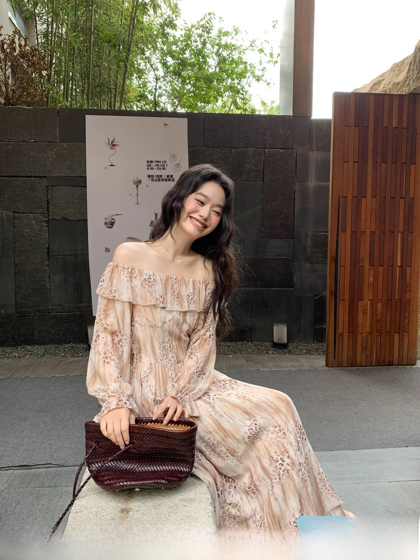 

Lui Xianxi Leopard Print Chiffon Dress One Shoulder Transparent A-Line Skirt Long Sleeve Casual Summer Fashion Women's Dress