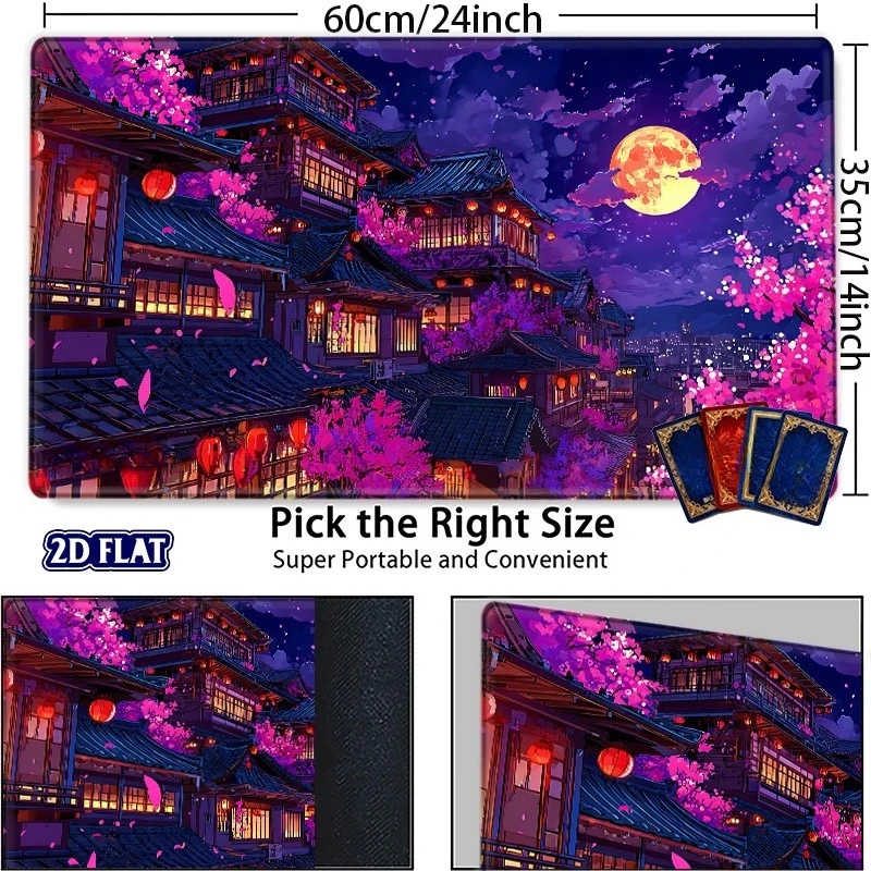 Japanese traditional architecture cherry blossom month scene game mat. Suitable for CCG/TCG/RPG tabletop games