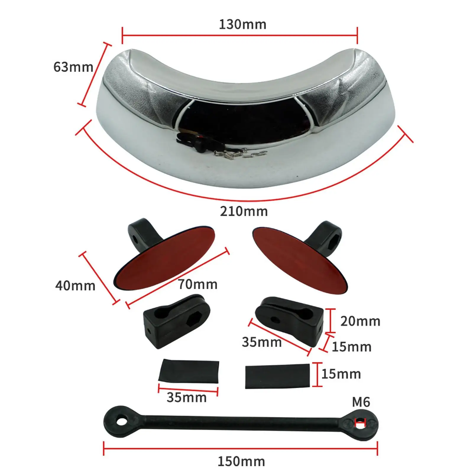 Universal Motorcycle Mirror 180 Central Windscreen Mount Blind Mirror for image 6