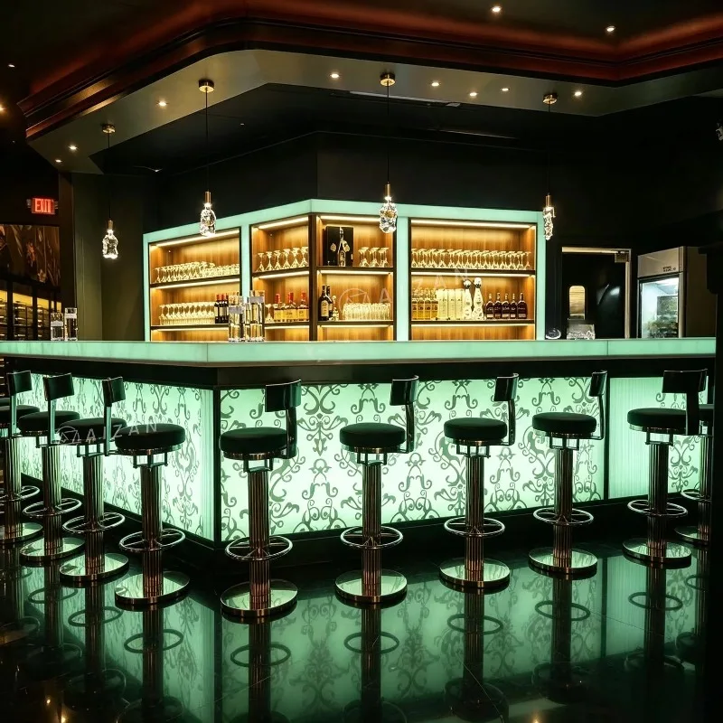 FOODLINE Stylish Bar Counter Custom Logo Commercial Bar Counter For Pub Lounge Reception Desk Business Use
