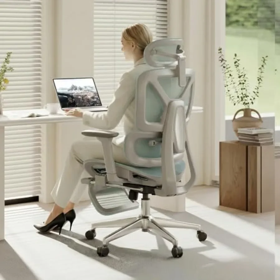 ErgoX Premium Ergonomic Office Chair - for home office use, mesh back and padded seat, black with gray accents, lumbar support