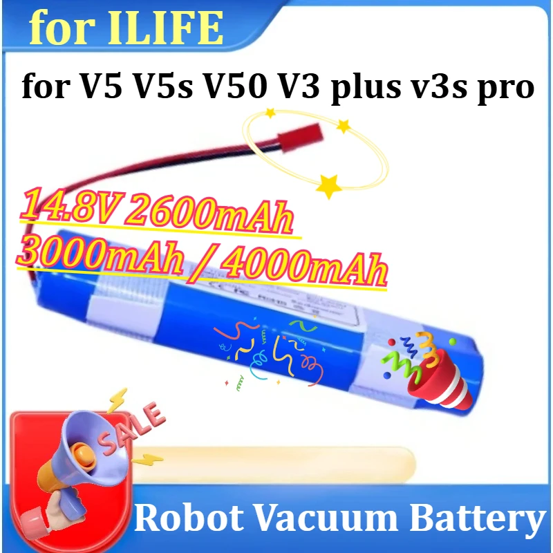 

Аккумулятор для пылесоса ILIFE V5 V5s V50 V3 Plus V3s Pro 14.8V 2600/3000/4000 мАч