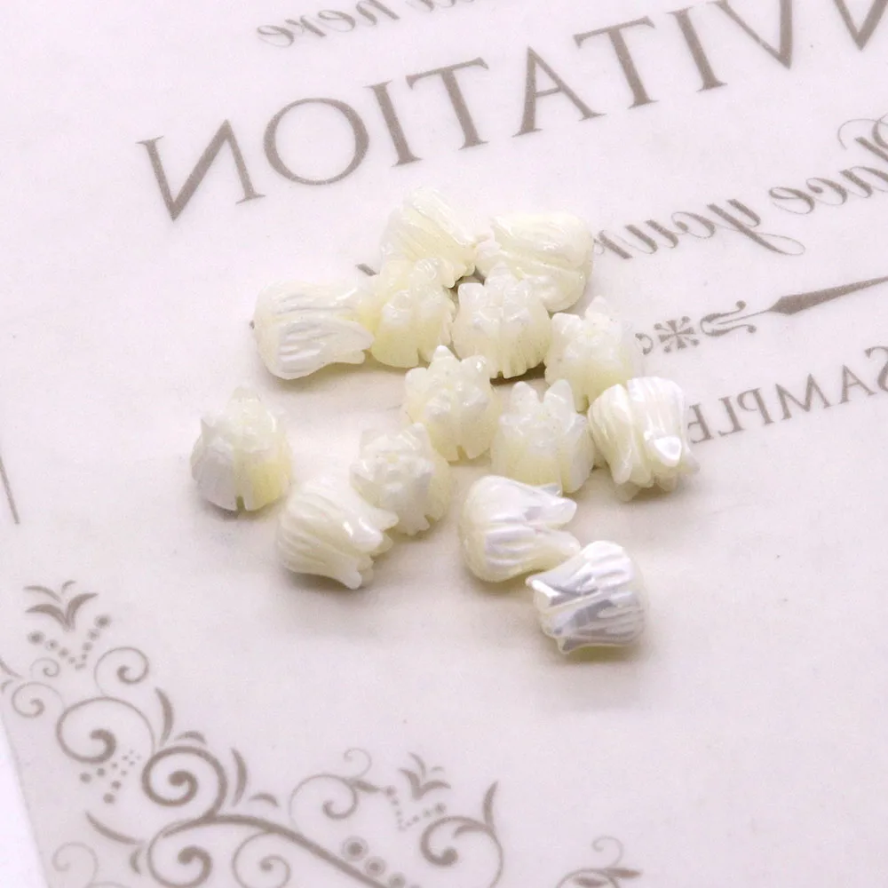 White Natural SeaShell Beads for Jewelry Making DIY Necklace Hairpin Earrings Tulip Orchids Charms Jewelry Accessories Suppliers