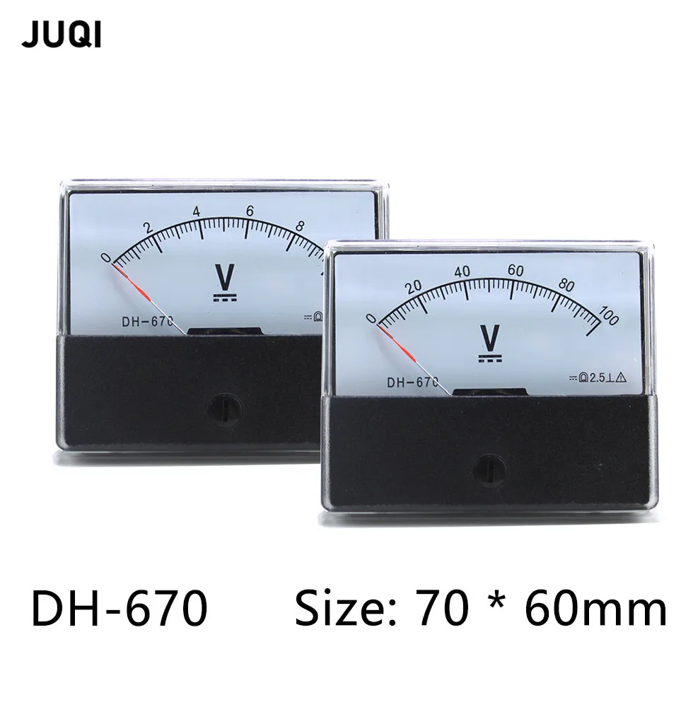DH-670 مؤشر نوع DC الفولتميتر DC 5V 10V 15V 20V 30V 50V 100V 150V 250V 300V 500V مستطيلة الجهد لوحة متر